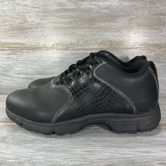 Wilson Men's Ultra Black Leather Crocodile Texture Side Golf Shoes Size 8.5 - Picture 1 of 9
